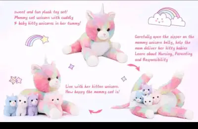 Peluche gato unicornio mama y 4 bebes - miniatura 2