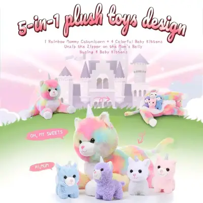 Peluche gato unicornio mama y 4 bebes - miniatura 3