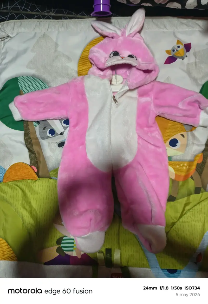 Pijama de bebé polar rosado - 3