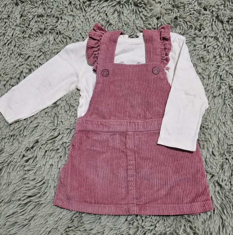 Vestido jardinera rosado infantil - 1