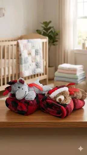 Set de mantas de franela con peluche - miniatura 2