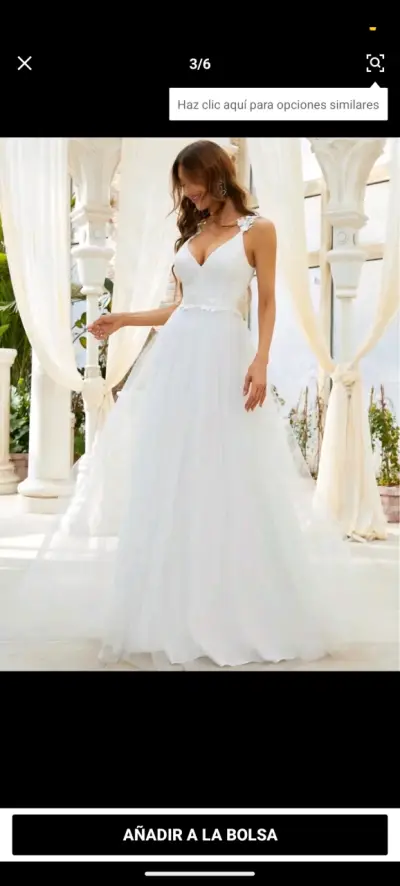 Vestido de novia blanco elegante más falso - miniatura 1