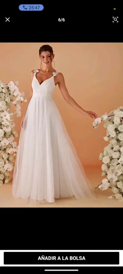 Vestido de novia blanco elegante más falso - miniatura 2