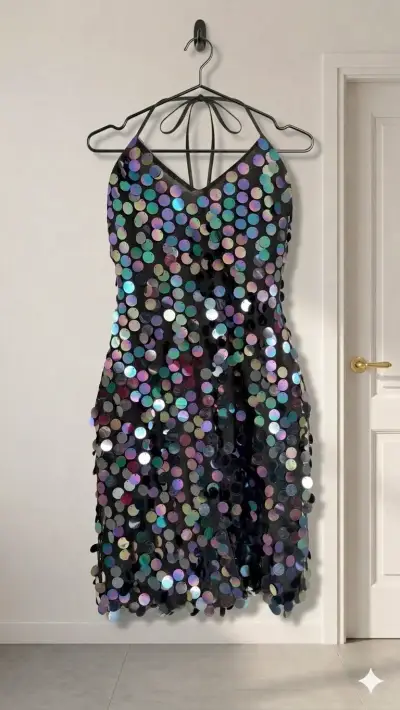 Vestido lentejuelas negro brillante - miniatura 1