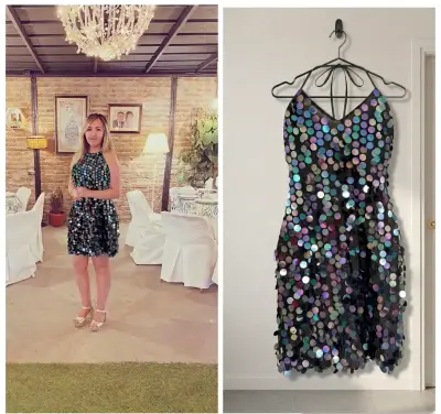Vestido lentejuelas negro brillante - miniatura 2