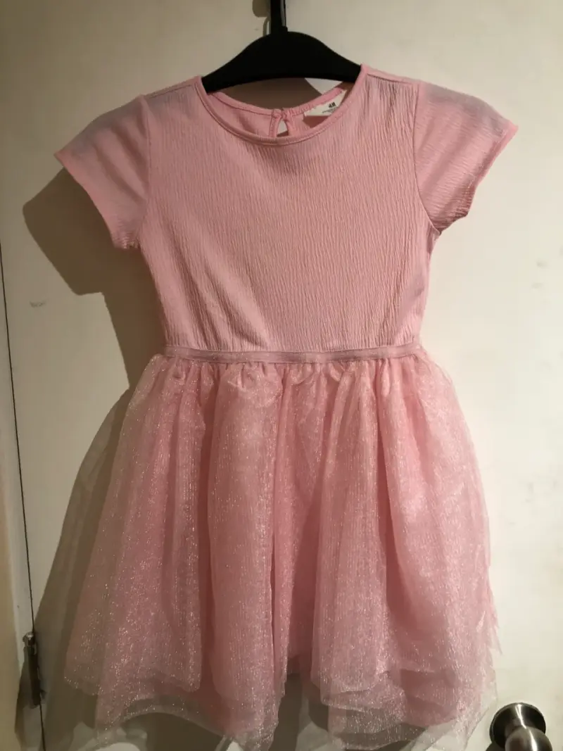 Vestido rosa con falda de tul talla 6-8 - 1
