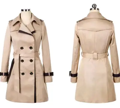 Abrigo beige con detalles negros - miniatura 3