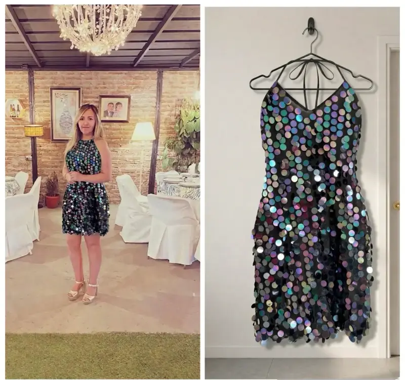 Vestido lentejuelas negro brillante - 2