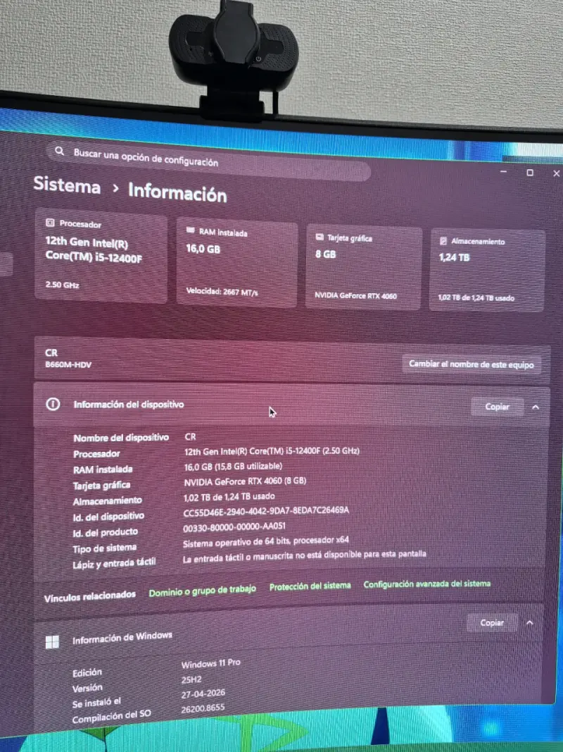 Set de PC gamer completo RTX 4060 - INTEL I5 12TH - 4