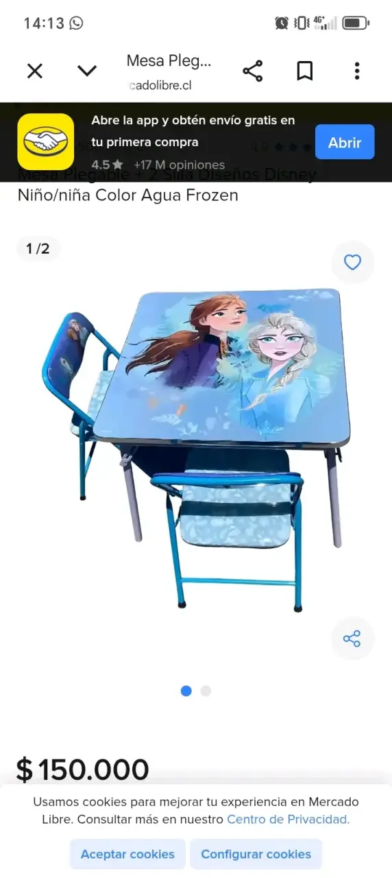 Mesa plegable Frozen con sillas
