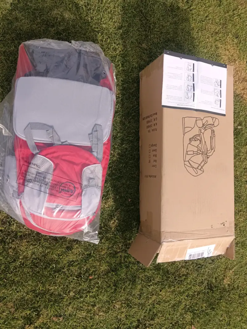 Mochila trekking porta bebé roja y gris - 3