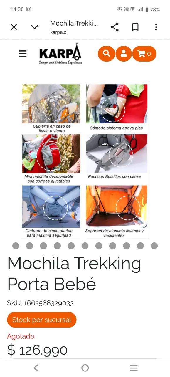 Mochila trekking porta bebé roja y gris - 5