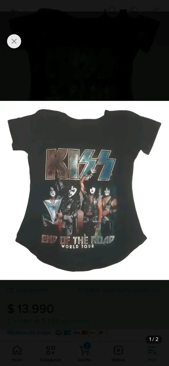 Polera negra Kiss World Tour