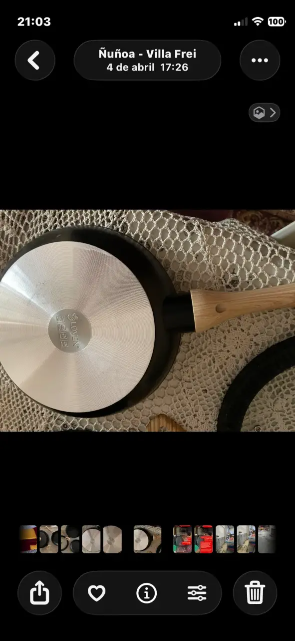 Sartén de aluminio con mango de madera - 1