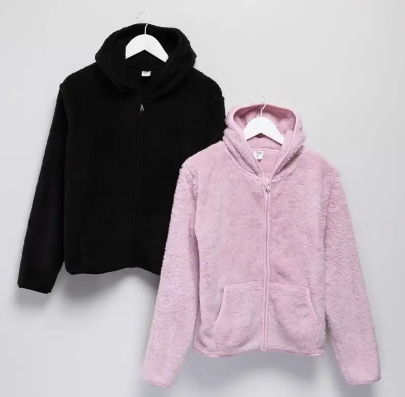 Polerones de polar negro y rosa talla 8