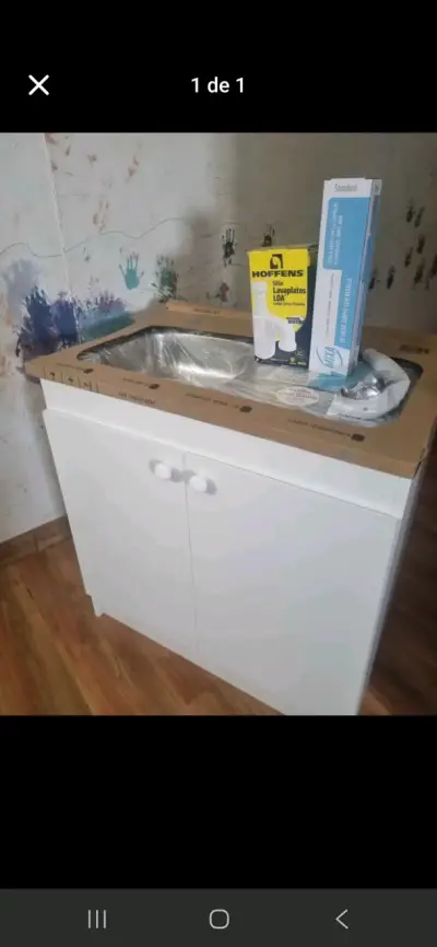 Lavaplatos con mueble blanco - miniatura 1