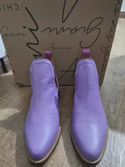 Botines morados de cuero Giani Dafirenze - miniatura 1