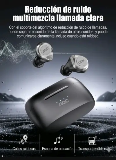 Audífonos inalámbricos AOC negros - miniatura 4