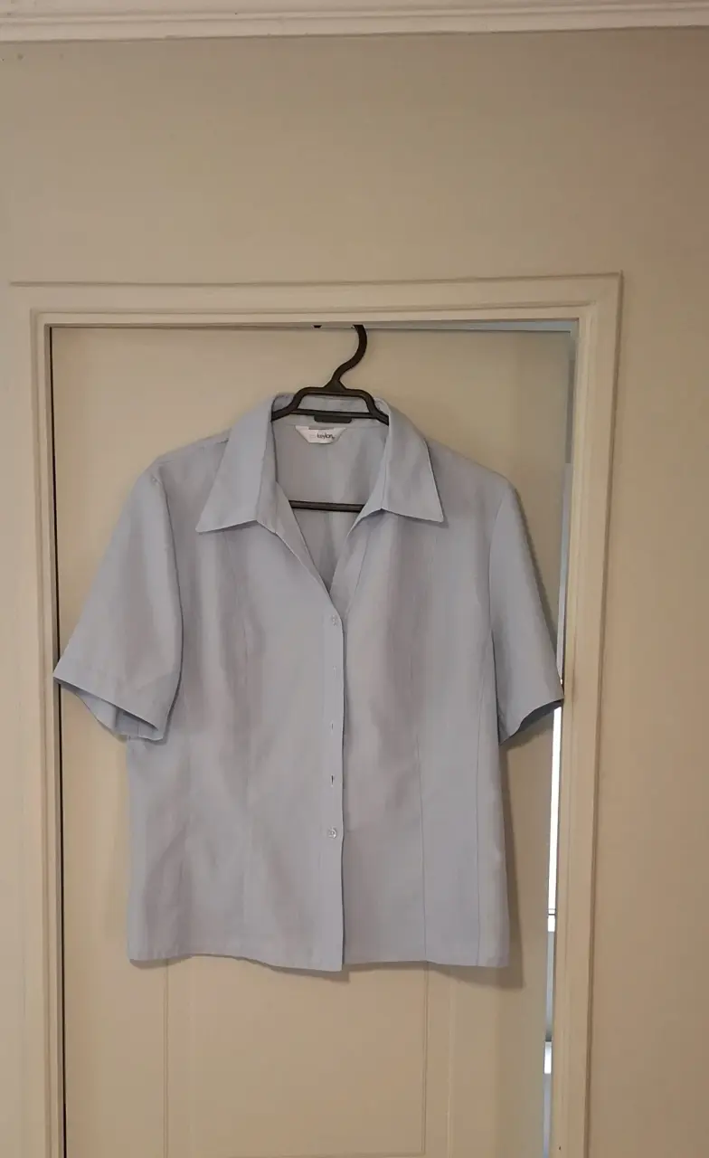 Blusa celeste de manga corta - 1
