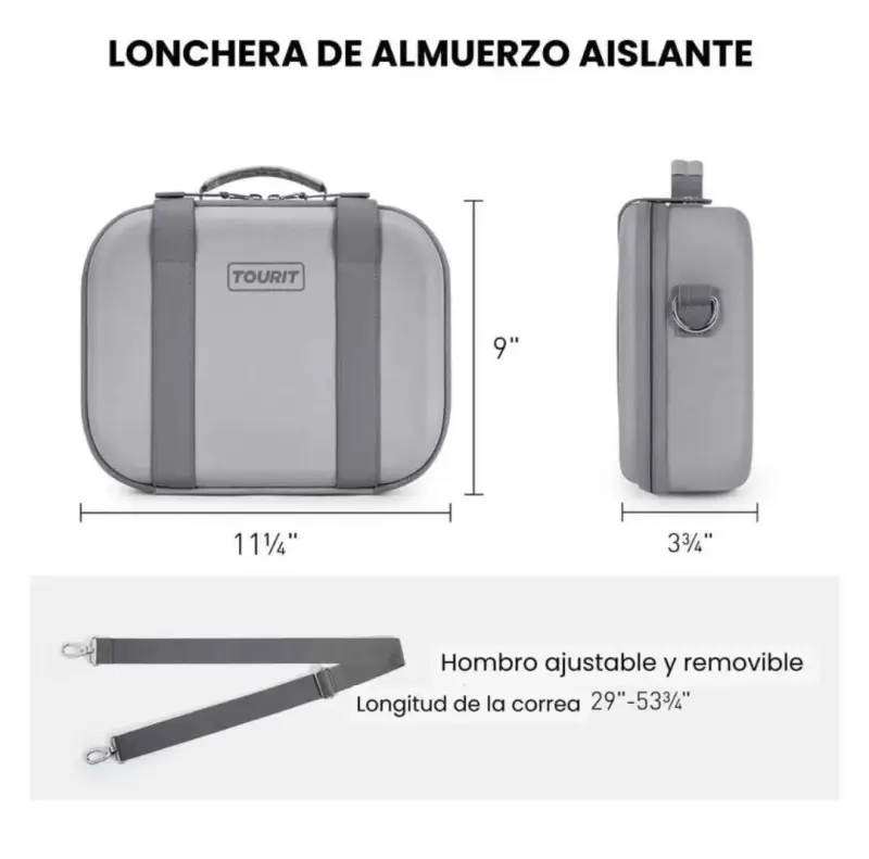 TOURIT LONCHERA TÉRMICA CON CORREAS 6L - GRIS - 2