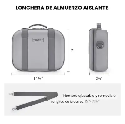 TOURIT LONCHERA TÉRMICA CON CORREAS 6L - GRIS - miniatura 2