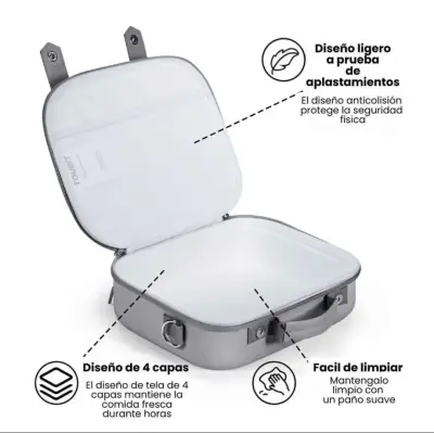 TOURIT LONCHERA TÉRMICA CON CORREAS 6L - GRIS - miniatura 3