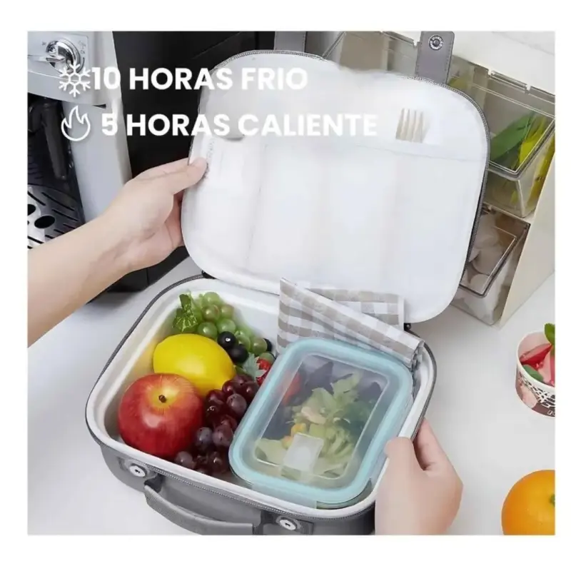 TOURIT LONCHERA TÉRMICA CON CORREAS 6L - GRIS - 4