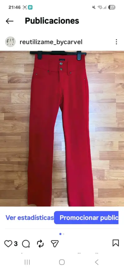 Pantalon elasticado rojo talla s - miniatura 2