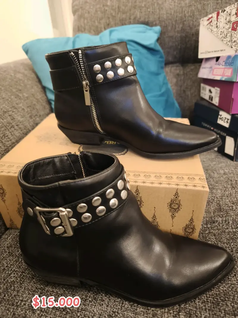 Botines de cuero negro con tachas - 4