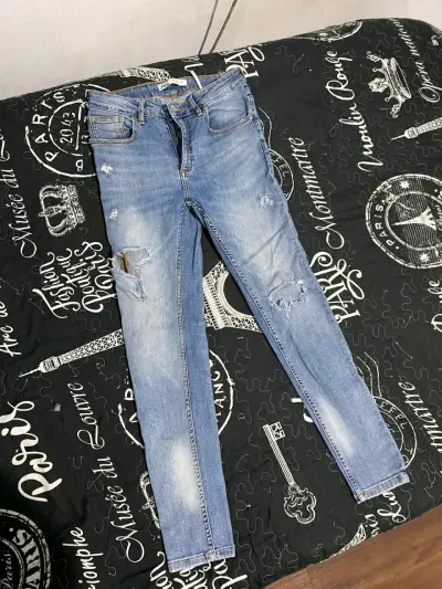 Jeans azul de mezclilla de marca - miniatura 3