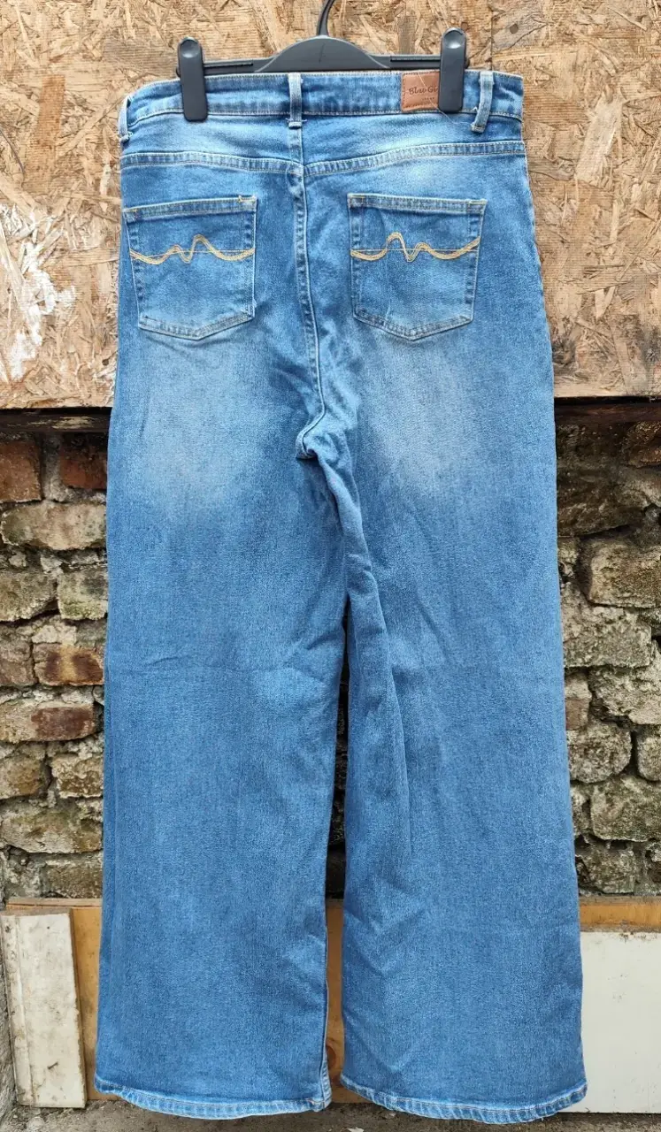 Jeans anchos azul clásico - 3