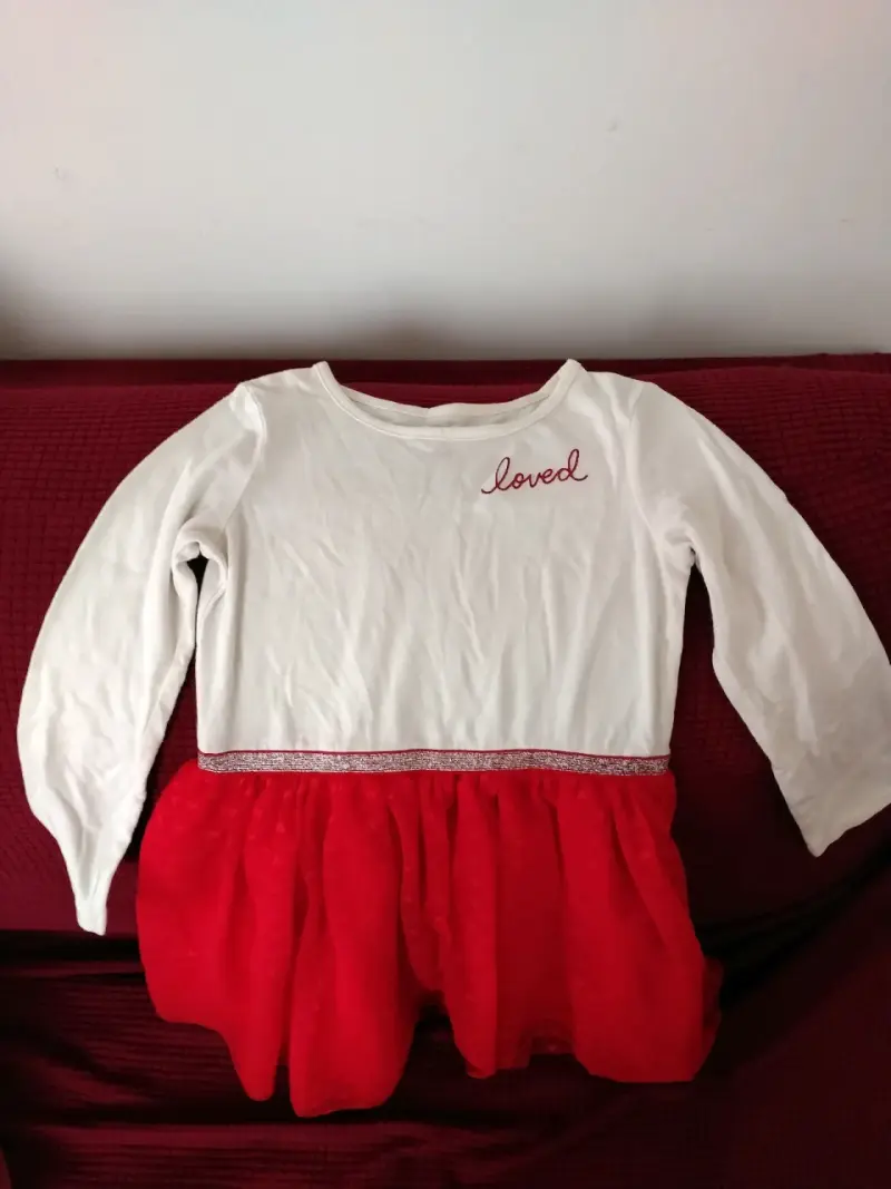 Vestido infantil blanco y rojo - 2