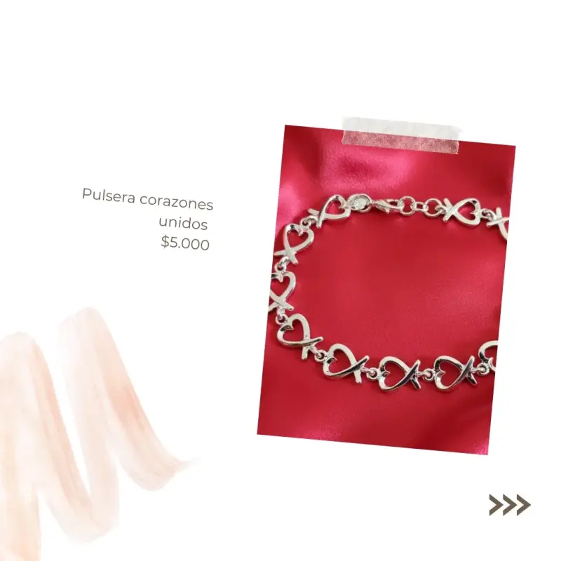 Pulsera de corazones unidos plata ley 925