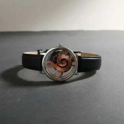 Reloj de pulsera diseño musical correa de cuero - miniatura 1