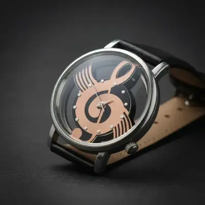 Reloj de pulsera diseño musical correa de cuero - miniatura 4