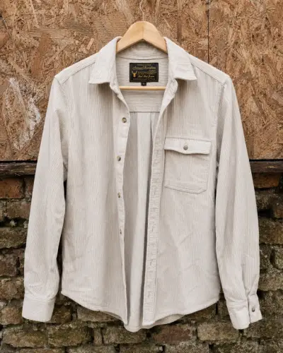 Camisa de pana beige hombre - miniatura 1