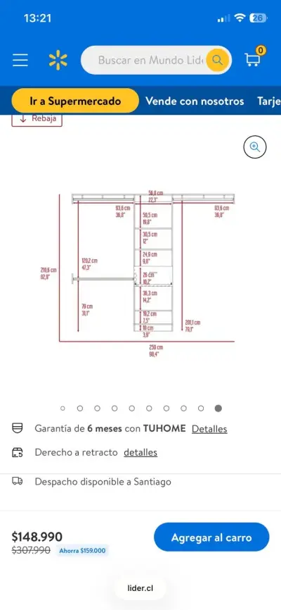 Módulo de clóset blanco amplio - miniatura 3