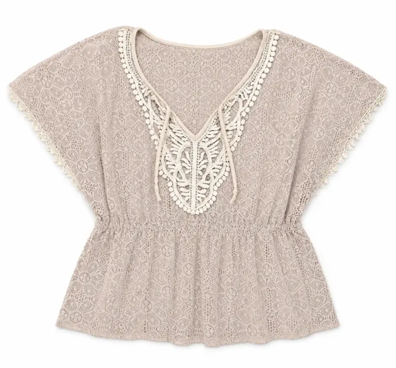 Blusa beige de encaje - 1