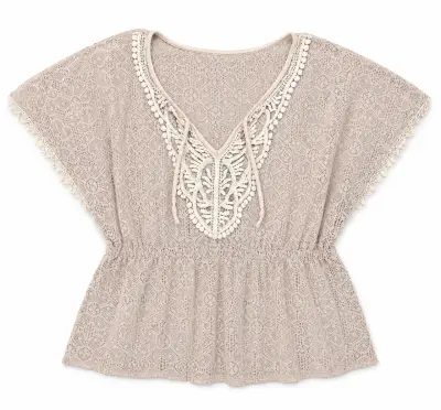 Blusa beige de encaje - miniatura 1