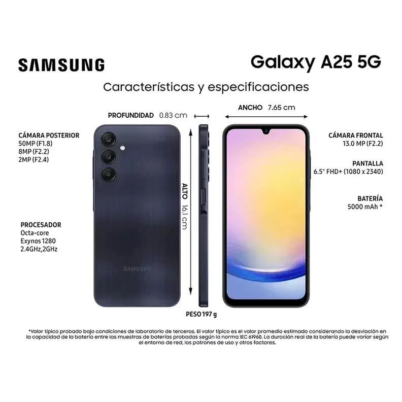 Smartphone azul de triple cámara - 3
