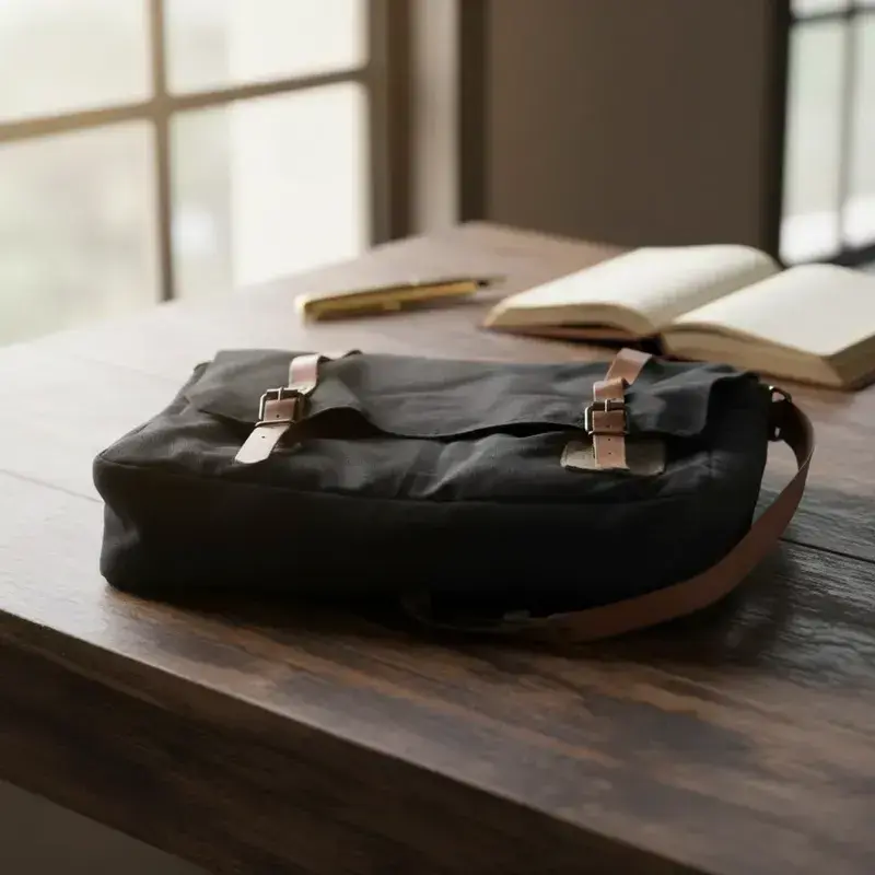 Bolso negro con correas cuero Marca Coyote - 3