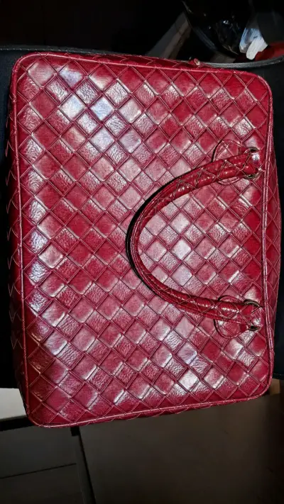 Bolso de mano rojo entramado - miniatura 1