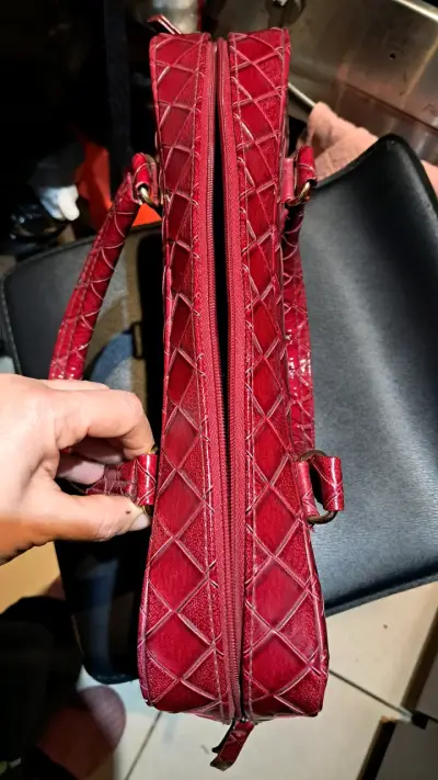 Bolso de mano rojo entramado - miniatura 2