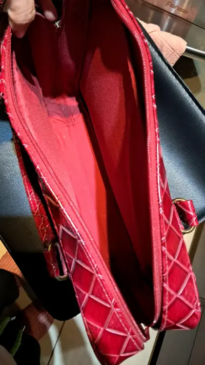 Bolso de mano rojo entramado - miniatura 3