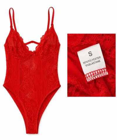 Conjunto lencería roja encaje - miniatura 1