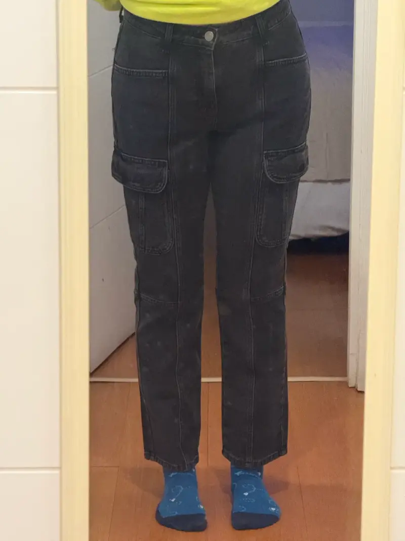 Pantalones cargo negros mujer ZARA - 1