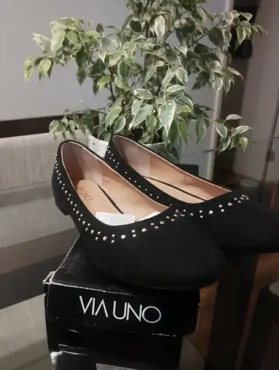 Zapatos planos negros Via Uno - miniatura 1