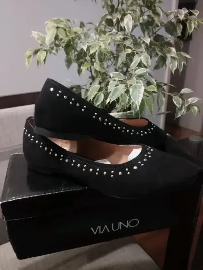 Zapatos planos negros Via Uno - miniatura 2