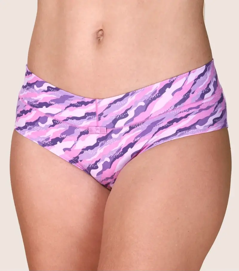 Calzón bikini estampado rosado y morado