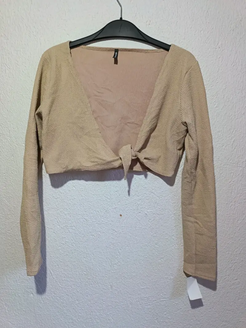Polera beige de manga larga - 1